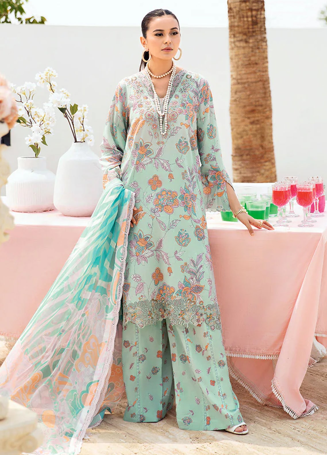 Embroidered Lawn 3 Piece Unstitched Suit RL-N-607 - Summer Collection