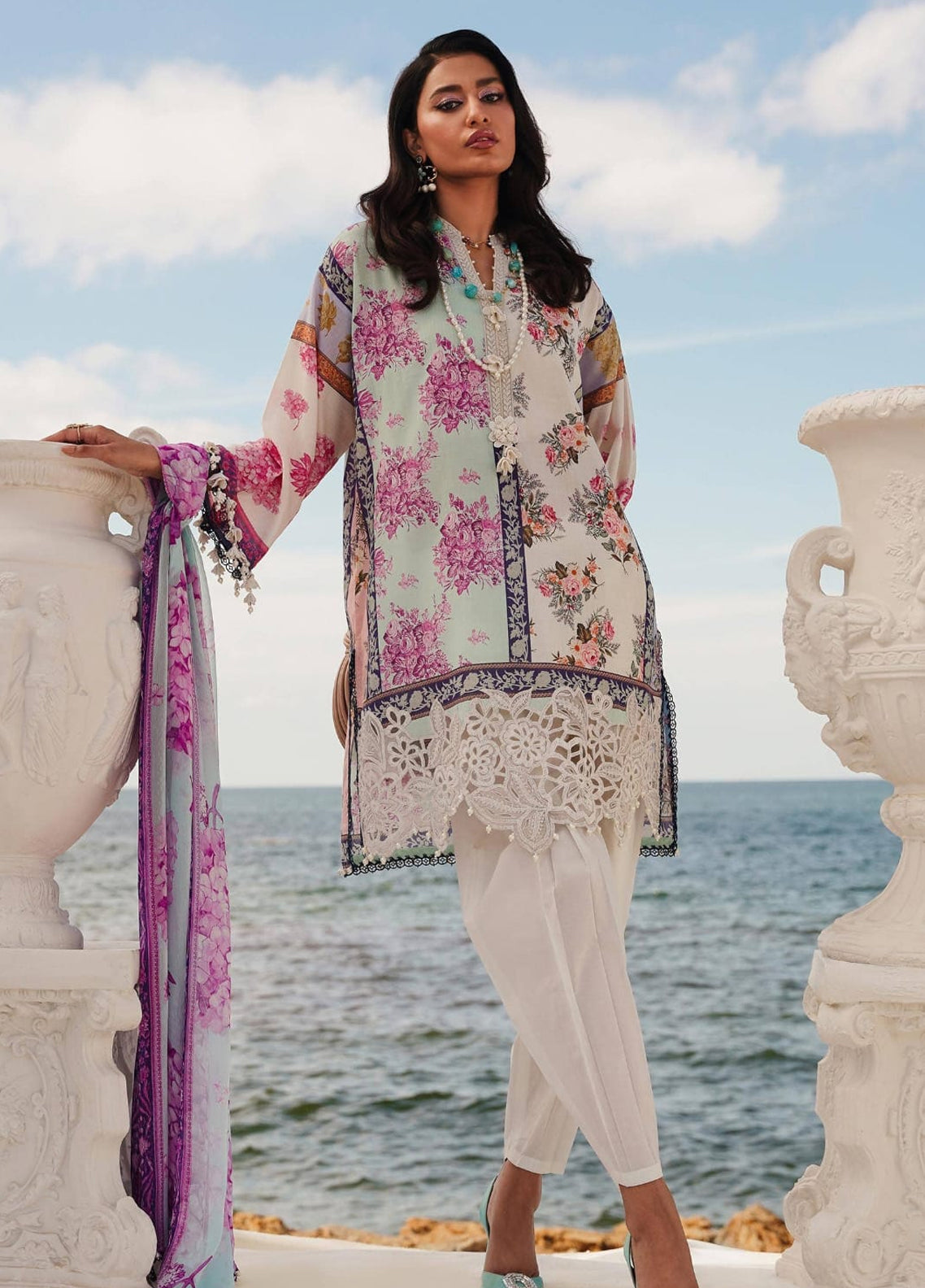 Embroidered Lawn 3 Piece Unstitched Suit SSL-M241-003B-24 - Summer Collection