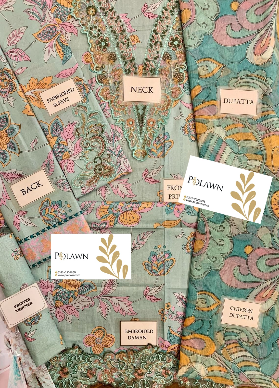 Embroidered Lawn 3 Piece Unstitched Suit RL-N-607 - Summer Collection