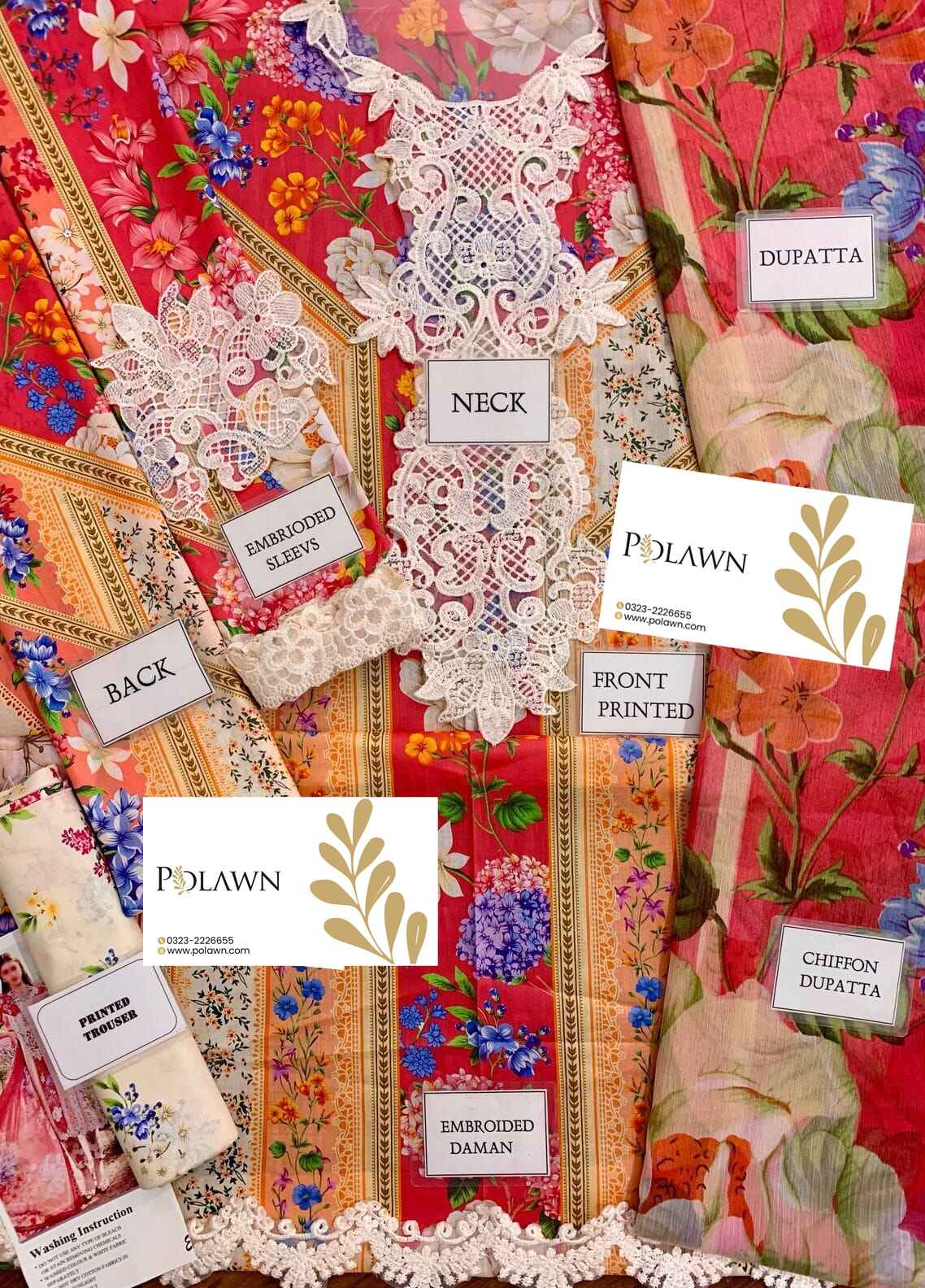 Embroidered Lawn 3 Piece Unstitched Suit MBL-MPT-2509-B-25 - Summer Collection