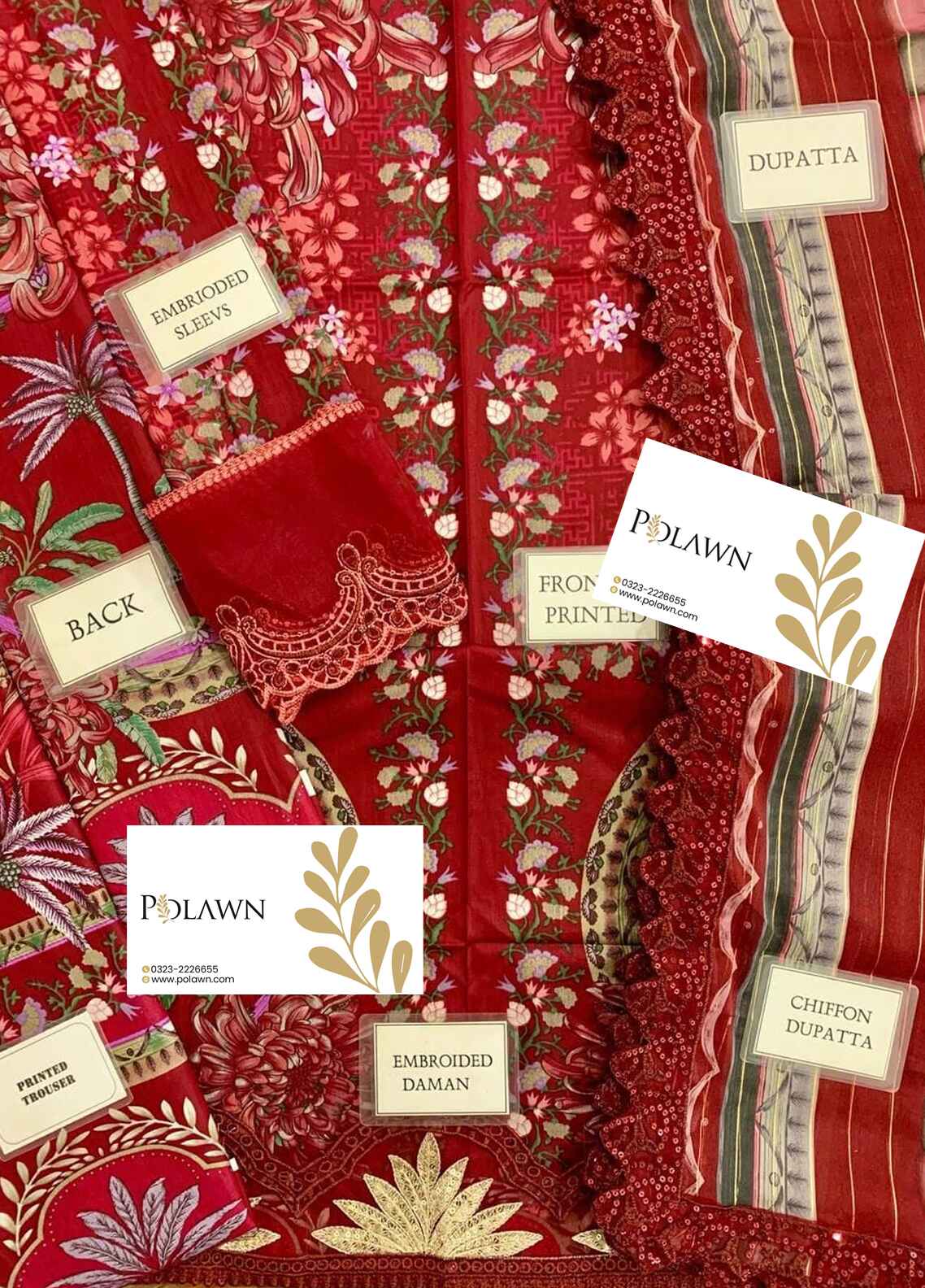 Embroidered Lawn 3 Piece Unstitched Suit MBL-MPT-2514-B-25 - Summer Collection