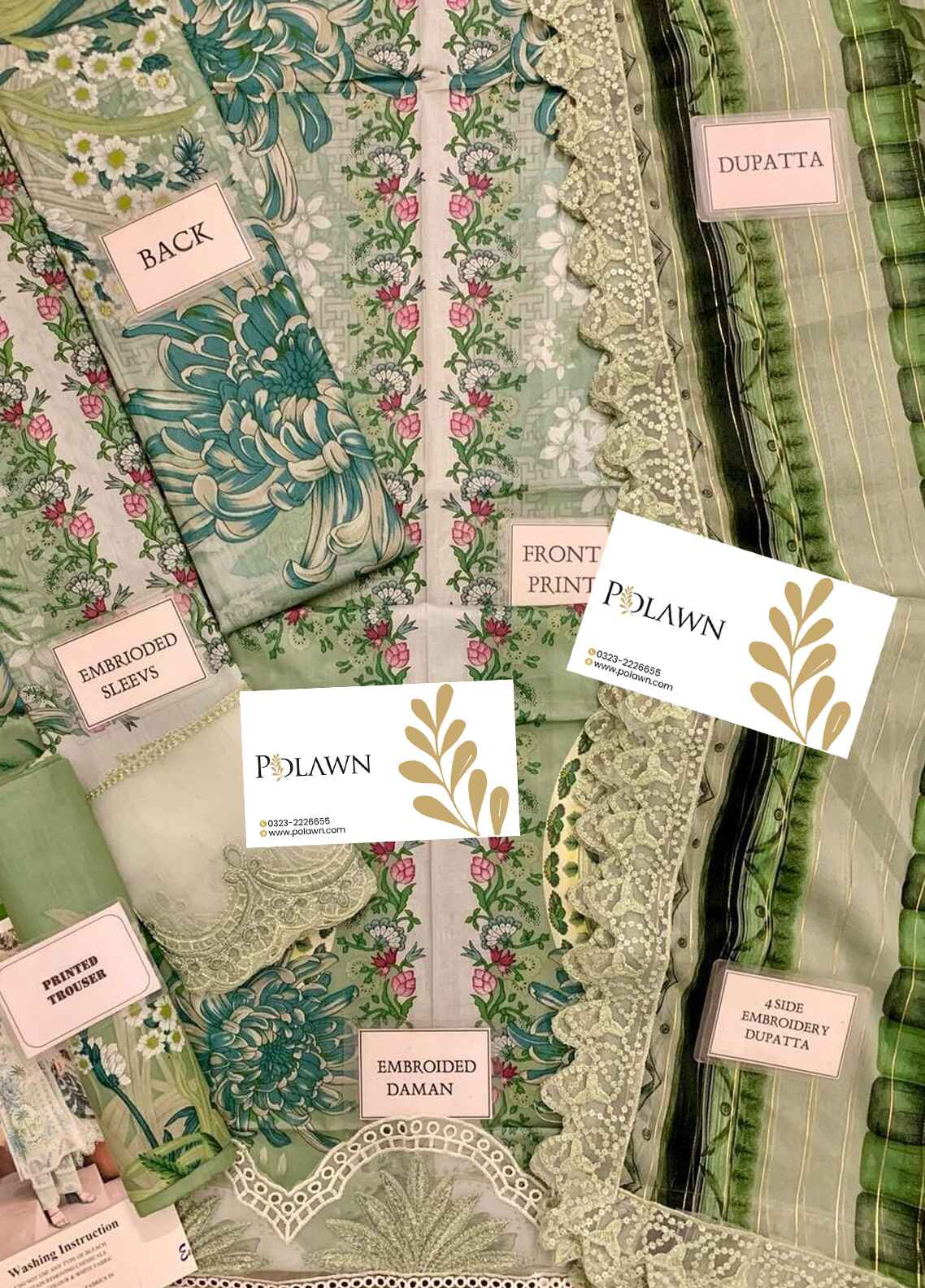 Embroidered Lawn 3 Piece Unstitched Suit MBL-MPT-2514-A-25 - Summer Collection
