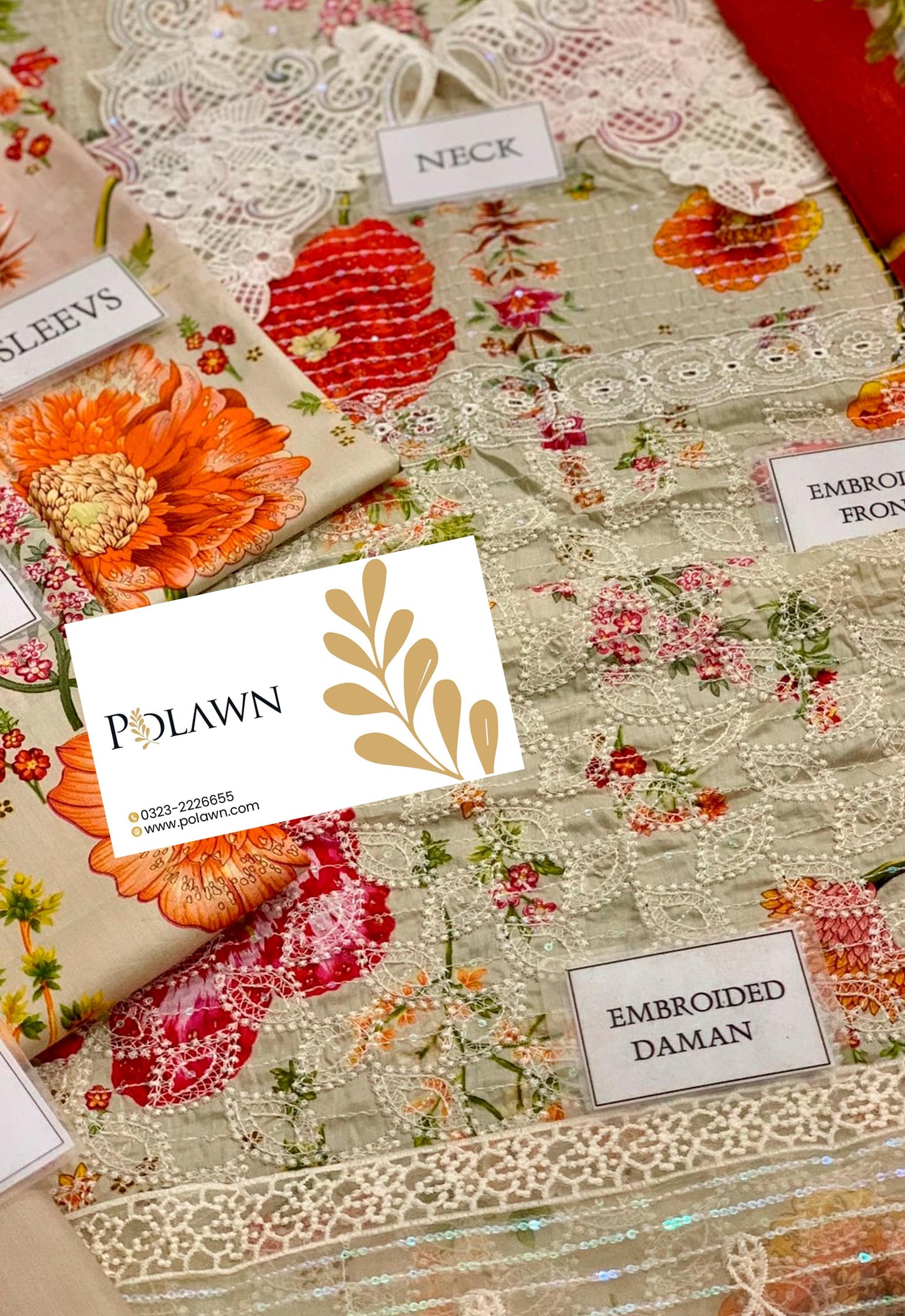 Embroidered Lawn 3 Piece Unstitched Suit MBL-MPT-2607-A-25 - Summer Collection