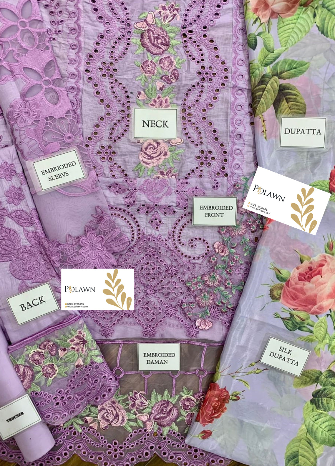 Embroidered Lawn 3 Piece Unstitched Suit ANL-D07-LILAS-23 Summer Collection