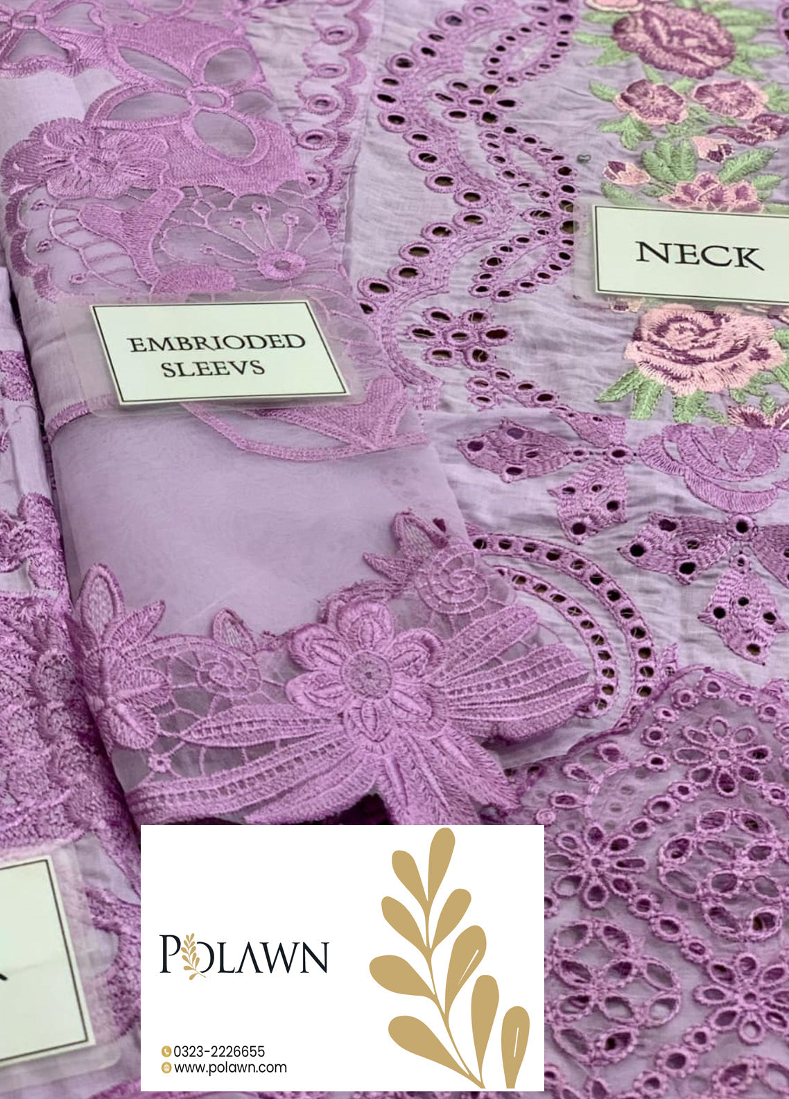 Embroidered Lawn 3 Piece Unstitched Suit ANL-D07-LILAS-23 Summer Collection