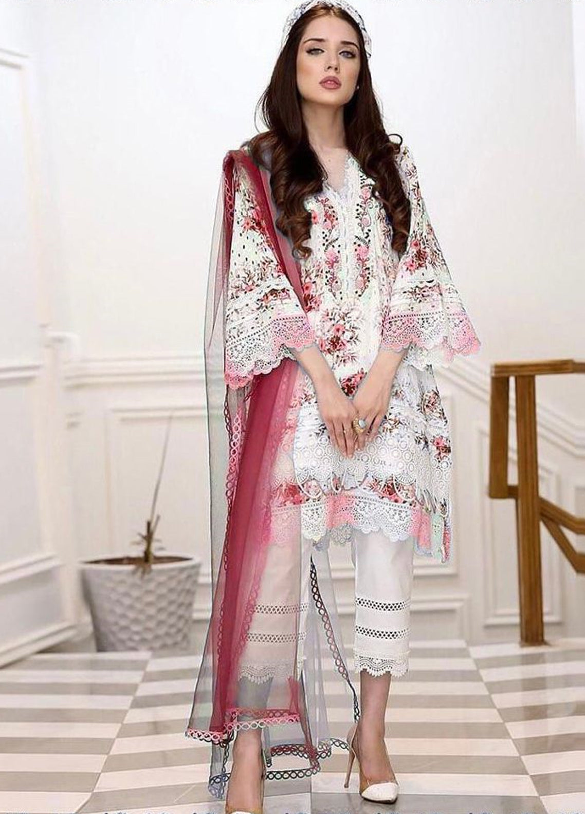 Embroidered Lawn 3 Piece Unstitched Suit FH-02-MAROON -Summer Collection