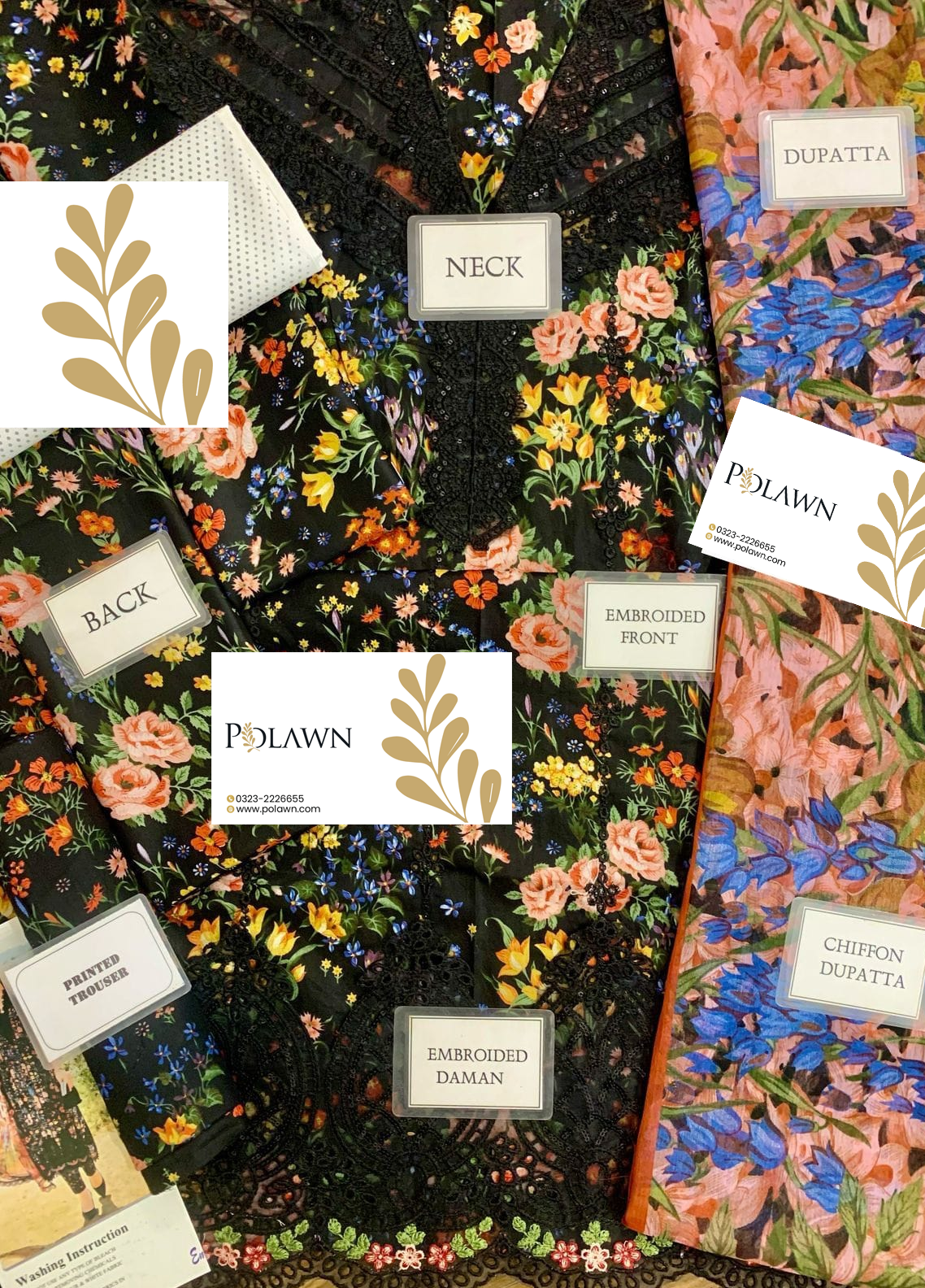Embroidered Lawn 3 Piece Unstitched Suit MBL-MPT-2507-B-25 -Summer Collection