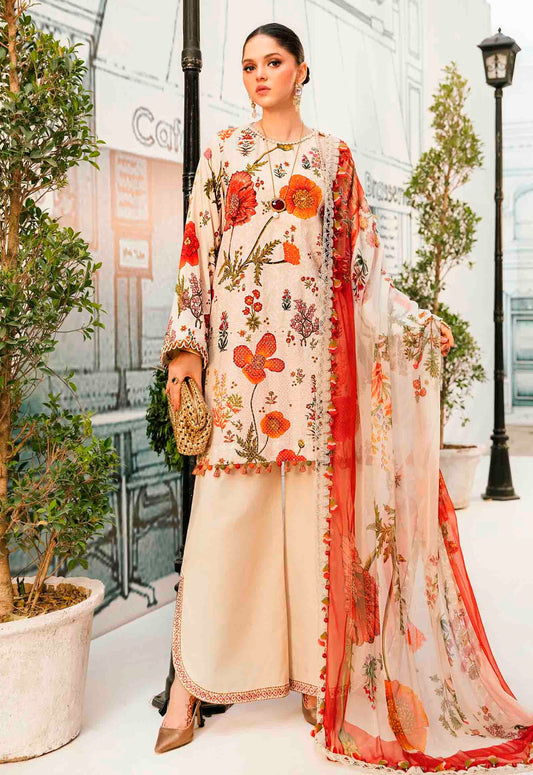 Embroidered Lawn 3 Piece Unstitched Suit MBL-MPT-2607-A-25 - Summer Collection