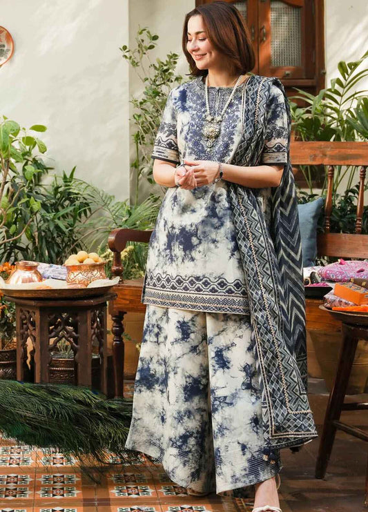 Embroidered Lawn 3 Piece Unstitched Suit SL-U3PE-DY25V2-10 - Summer Collection
