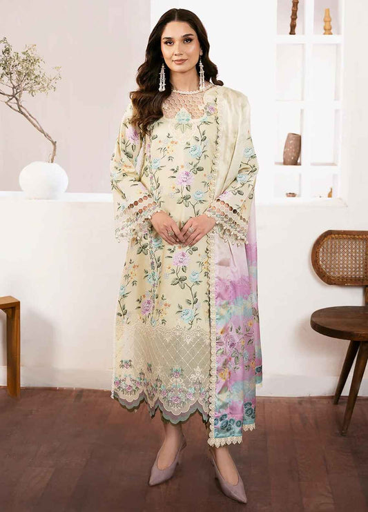 Embroidered Lawn 3 Piece Unstitched Suit BIL-71-B - Summer Collection