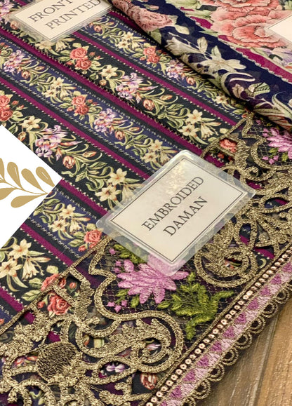 Embroidered Lawn 3 Piece Unstitched Suit MBL-MPT-2107-B-24 - Summer Collection
