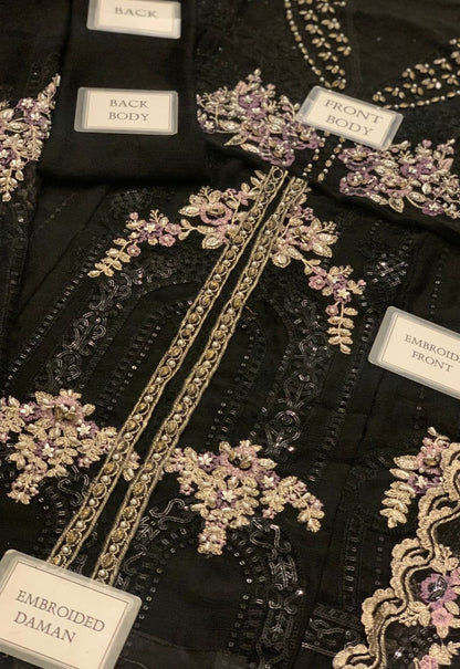 Embroidered Chiffon 3 Piece Unstitched Suit MBC-BD-3004-25 - Party Wear