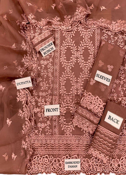 Embroidered Unstitched 3 Piece Organza Suit AC-GLITTERY ROSE-22-Party Wear