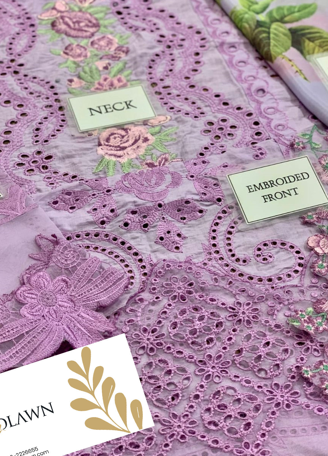 Embroidered  Lawn 3 Piece Unstitched Suit  ANL-D07-LILAS-23 Summer Collection