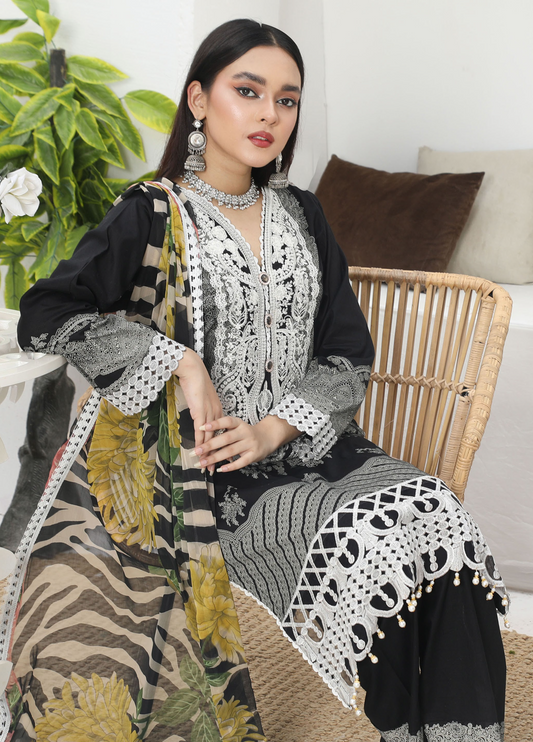 Embroidered Stitched 3 Piece Lawn Suit Design 201 Ready to Wear