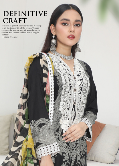 Embroidered Stitched 3 Piece Lawn Suit Design 201 Ready to Wear
