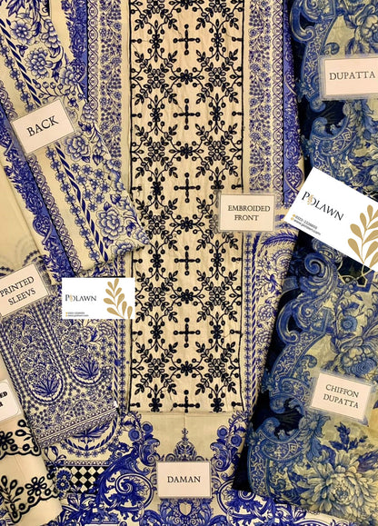 Embroidered  Lawn 3 Piece Unstitched Suit MBL-MPT-1705-B-23-Summer Collection