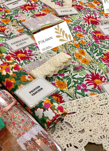 Embroidered Lawn 3 Piece Unstitched Suit MBL-MPT-1708-B-23 - Summer Collection