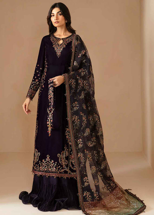 Embroidered Unstitched 3 Piece Velvet Suit JV-VF-2027 - Party Wear